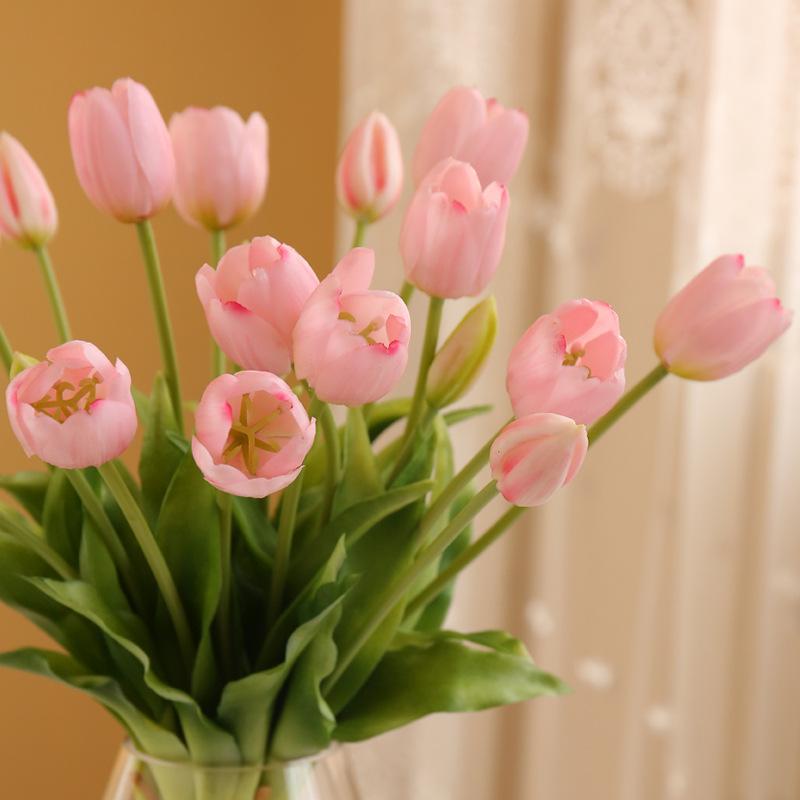Five-headed Artificial Flowers Tulips Bouquet Real Touch High Quality Silicone Fake Flowers Home Room Garden Wedding Decorations