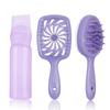 Wheat Straw Hairdressing Set: Purple Scalp Massage & Fluffy Comb, 3-Piece Set