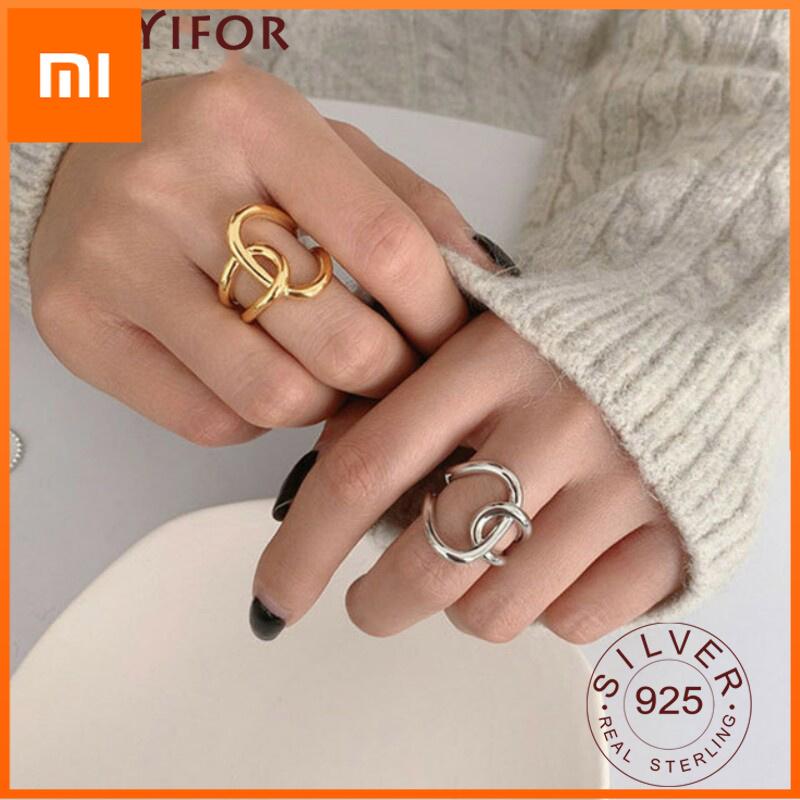 Xiaomi Minimalism 925 Sterling Silver Finger Rings for Women Couple Vintage Cross Winding Party Jewelry Gift Prevent Allergy