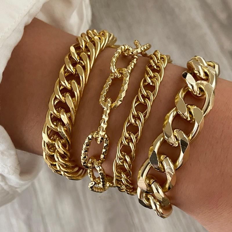 

4pcs/Set Minimalist Punk Metal Chunky Chain Bracelet for Women Boho Multilayer Twisted Bracelet Dating Party Daily Wear Jewelry