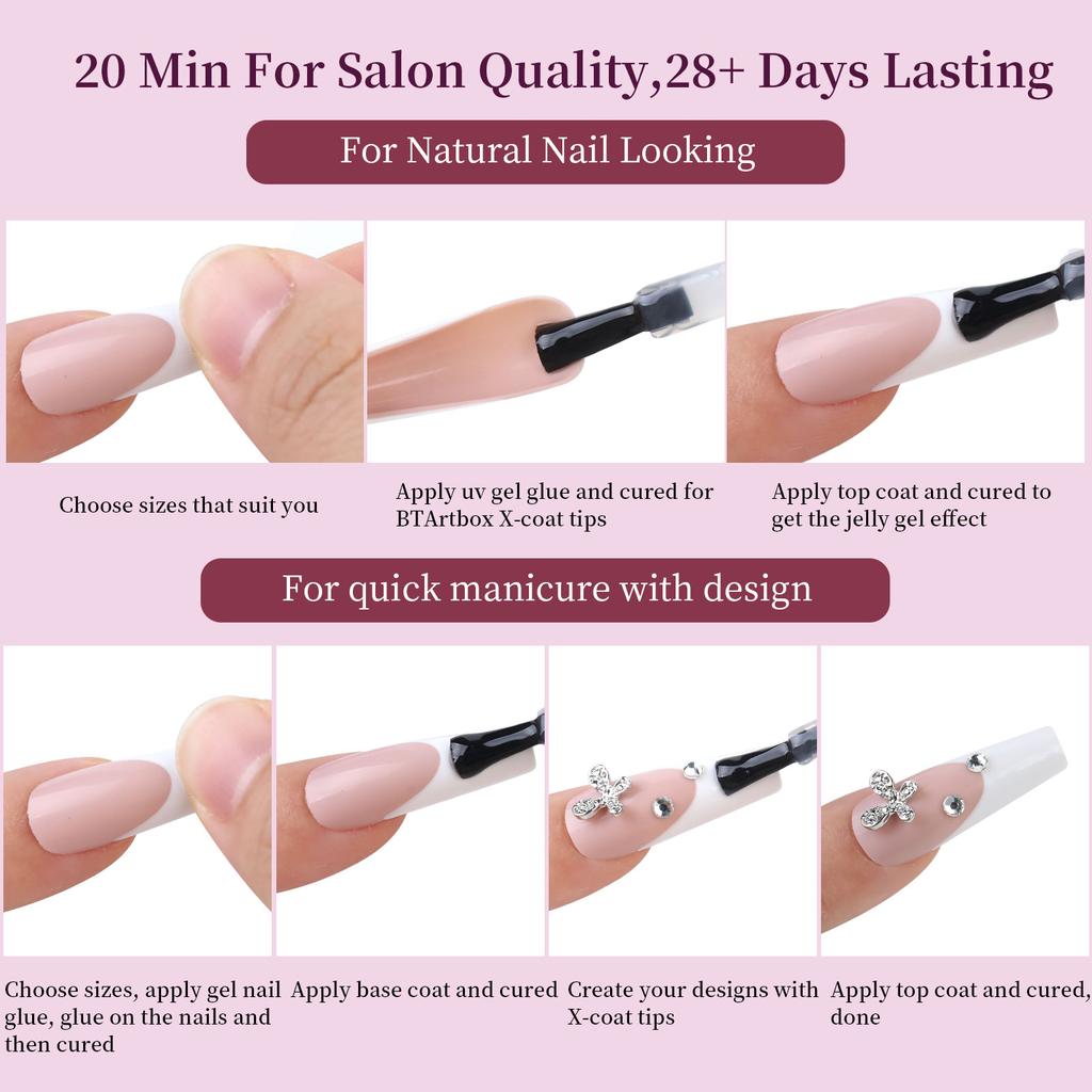 288PC False Nails Tips Coffin Almond Colorful French Acrylic Press On Nails Pre-Design Gel Nails Art Capsule For Girls Women