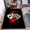 Playing Cards and Red Blood Splatter Print Black Carpet Mat Rug Suitable for Use As an Anti-slip for Living Room Bedroom Sofas