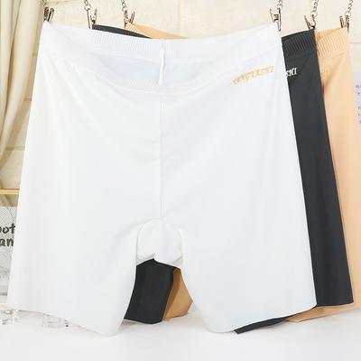 Plus Size Women's High Waisted Safety Pants Ice Silk Seamless Boxer Briefs