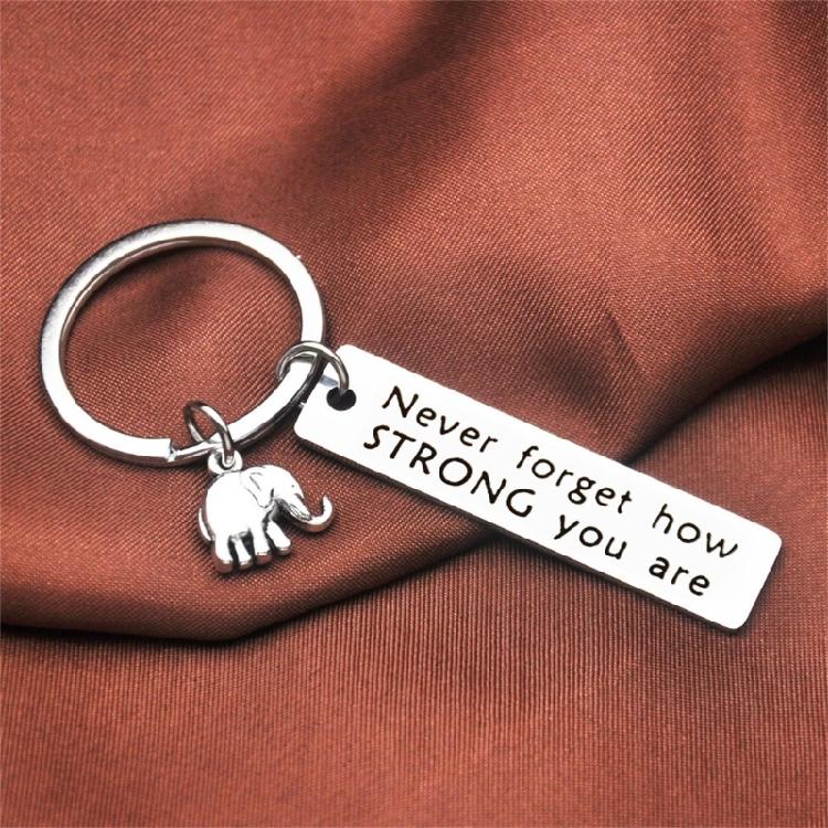 Metal Elephant Keychain Featuring Empowering Slogan Strength Wisdoms Symbol Inspirational Desk Decoration Items