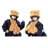 2Pcs/Set Winter Hat Scarf Set Tiger Leopard Print Dome Style Fisherman Hat with Lace-Up Design Windproof Warmth Hat Scarf Set