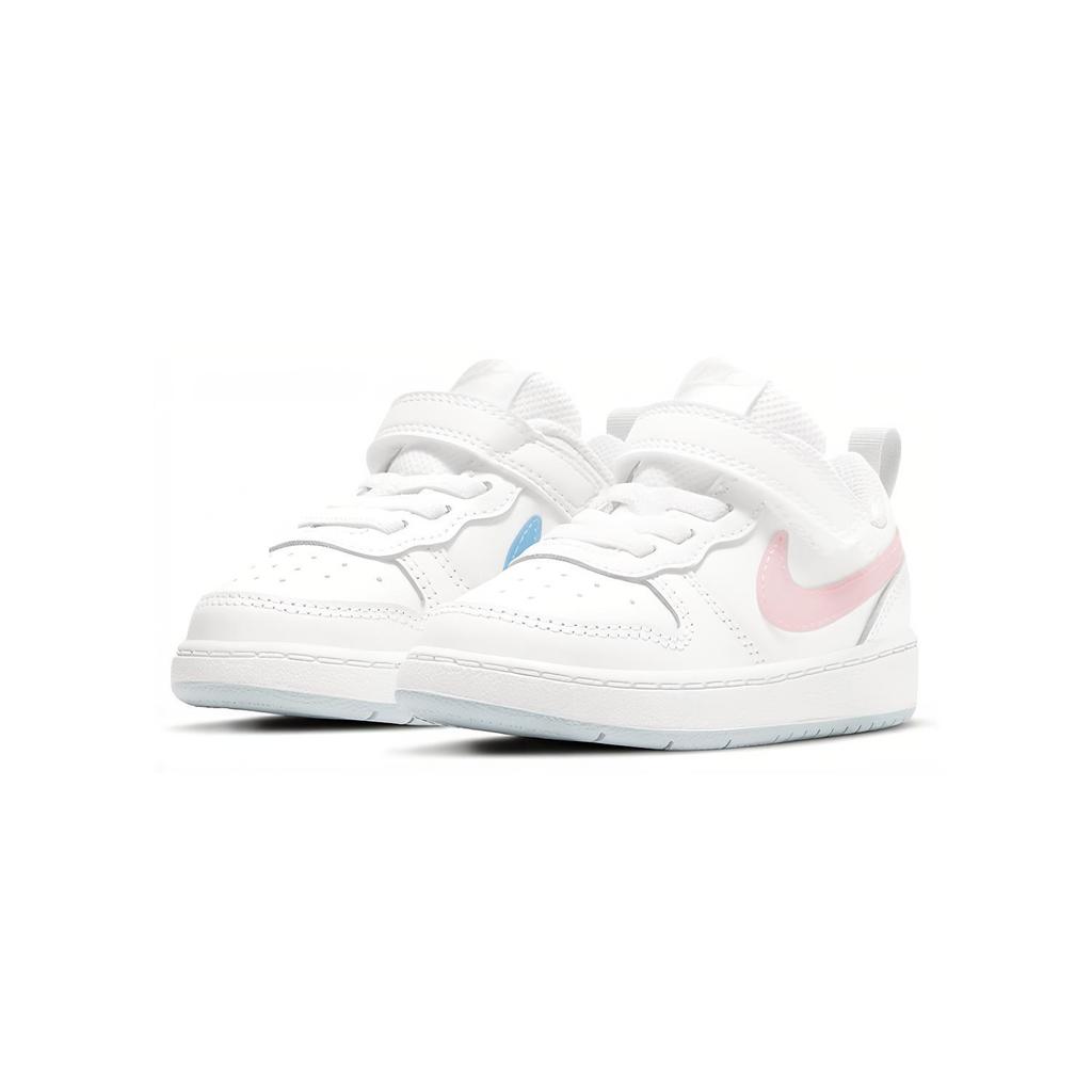 Nike Court Borough 2 MWH Slip Resistant Cushioning Abrasion Resistant Breathable Low top Toddler Shoes White Pink Blue DD3021-100