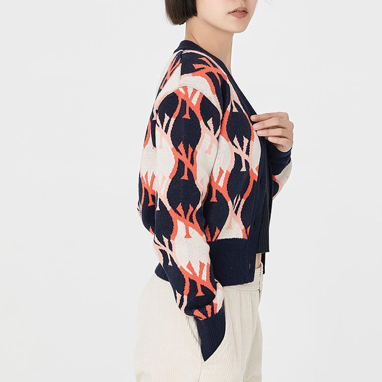 New MLB Old Flower Sweaters Women's Dark Marine Blue 3FKCY0124-50NYD