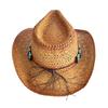 Western Styles Straw Hat Wide Border Hat Sun Protecting Beaded Straw Hat for Men and Women