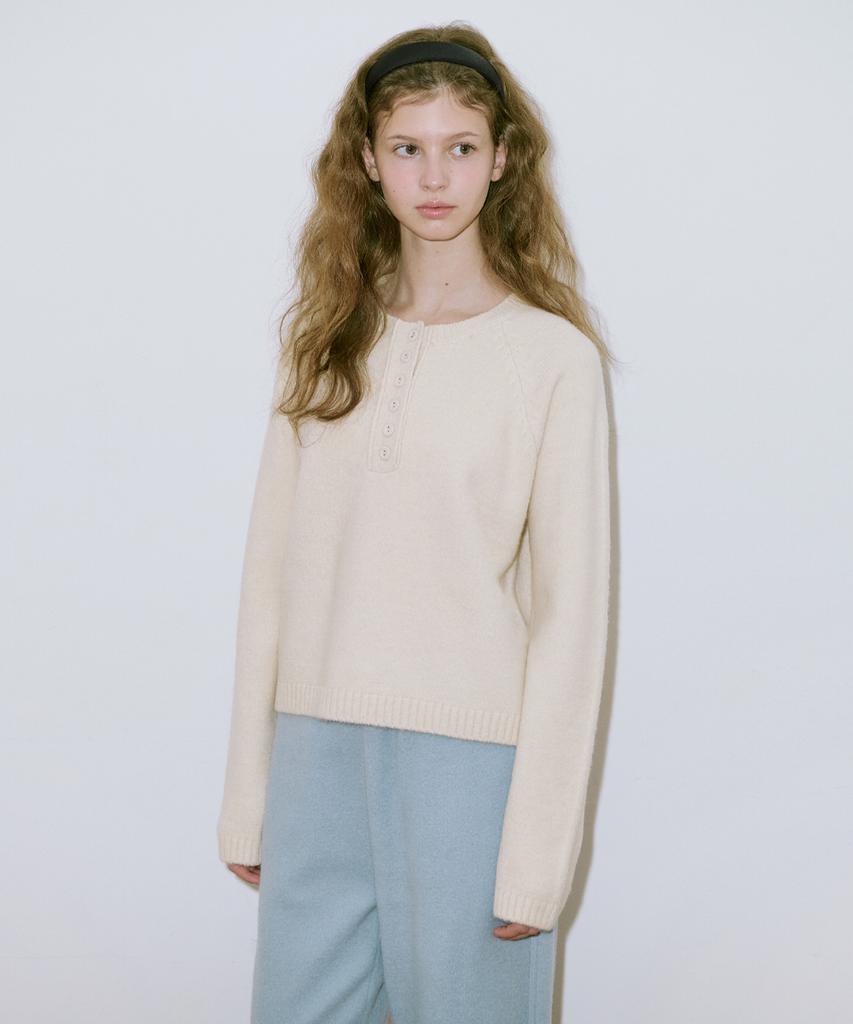 SINOON Basic Button Raglan Knit (Cream)