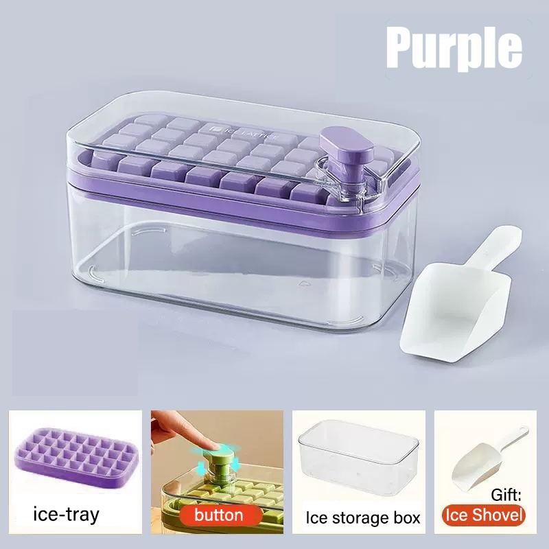 32 Grid Silicone Ice Cube Tray Mould With Ice Shovel Storage Box Remove With One Click Ice Maker DIY Whiskey Ice Storage Mold