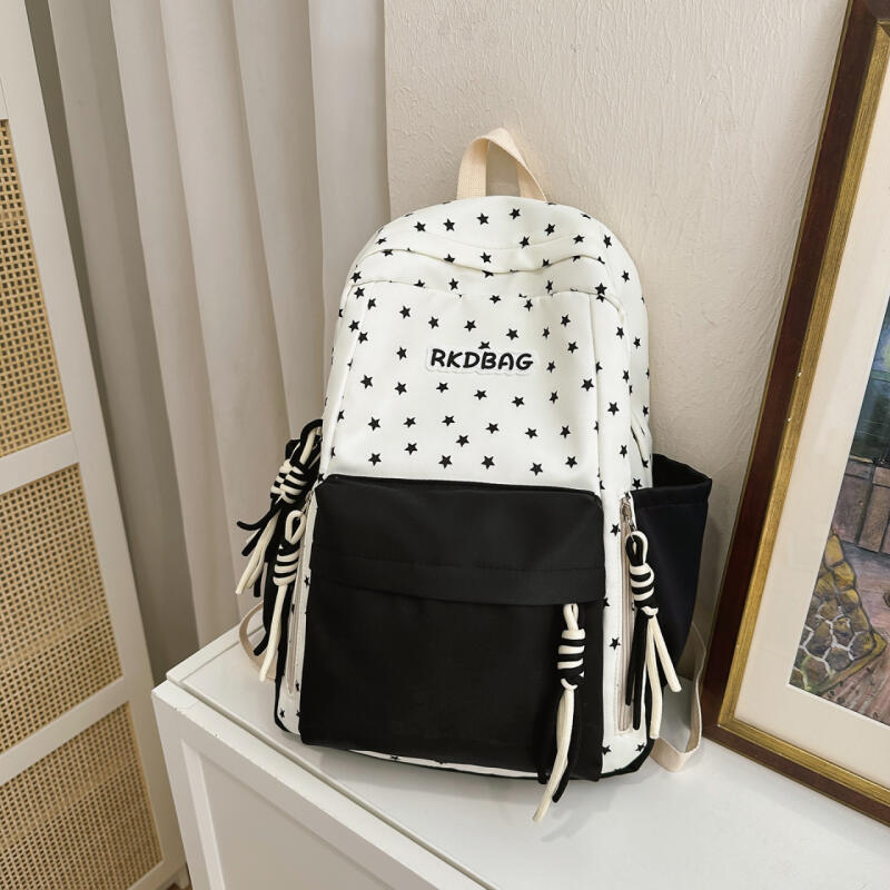 Color Contrast Backpack Women's Star Backpack Student Schoolbag