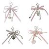 Bowknot Ribbon Keychain Faux Pearls Bows Pendant for Women's Handbags and Backpacks Colorful Key Chain Bag Ornament