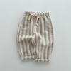 Korean-Style Kids' Summer Cotton Striped Drawstring Pants