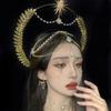 Vintage Sun Goddess Crown Gold Plated Tiara Headpiece Baroque Tiara Headband  Stage Performance
