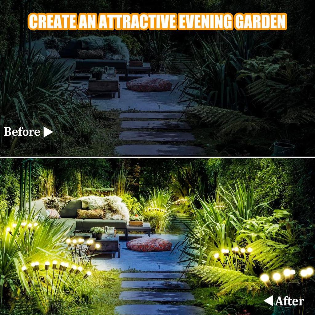 6/9/12LED Solar Garden Lights Swinging Firefly Outdoor Waterproof Landscape Lights Garden Courtyard Lawn Decoration