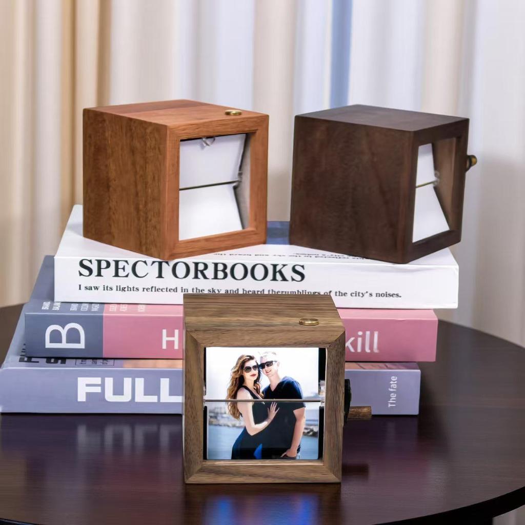 Custom Luminous Hand-Cranked Flip Book Photo Machine In Wooden Box - Unique Wedding Gift