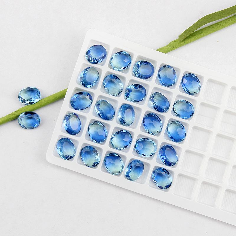 Ungebohrter ovaler Turmalin Farbverlauf Edelstein für DIY Schmuck, Schuhe, Taschen - 10x12mm