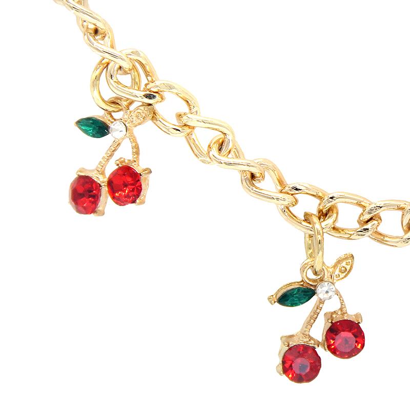 Temperament Glass Stone Red Cherry Chain Jewelry Bag Hanging Jewelry Bag Charm Bag Accessories