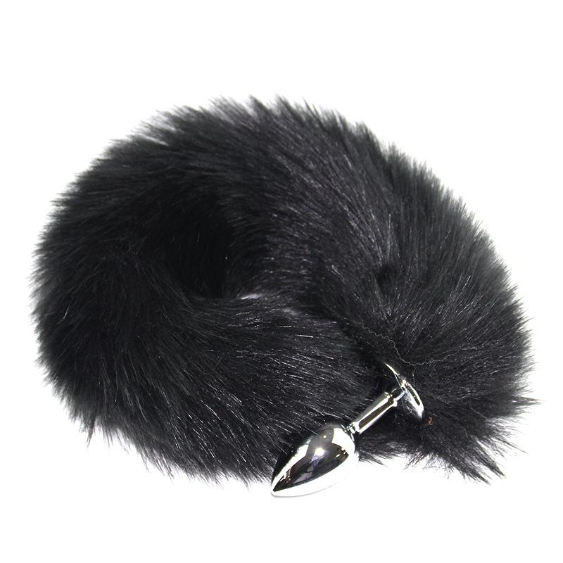 Erotic SM Props Small Metal Anal Plug Solid Colour Fox Tail Anal Plug Vestibular Development Tempering Adult Supplies