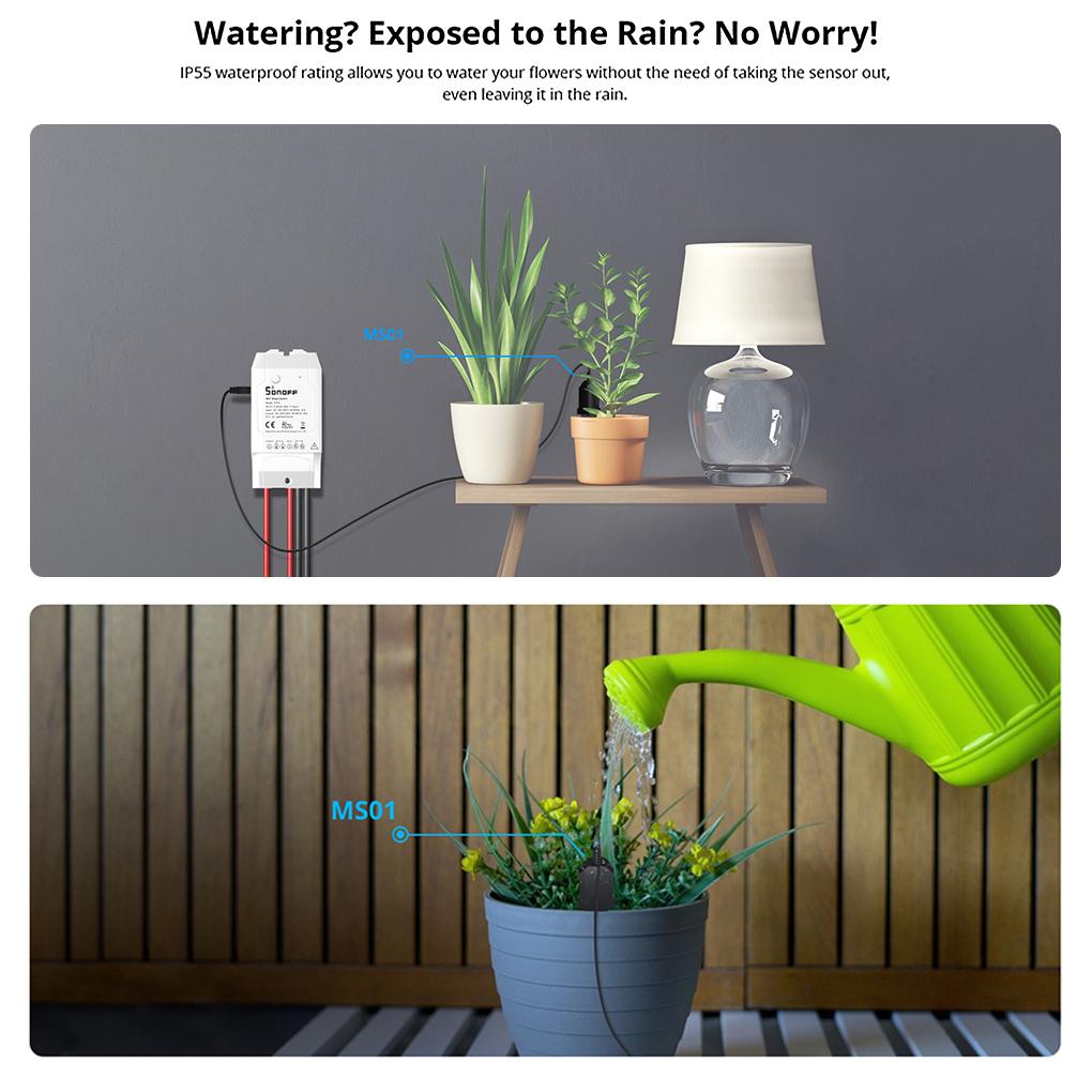 Sonoff Garden Greenhouse Soil Moisture Sensor IP55 Waterproof Voice Control Hygrometer Detector Automatic Irrigation System