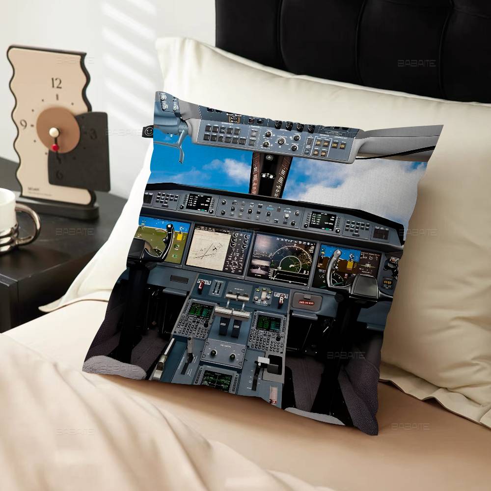 Aircraft Cockpit Personalized Pillow Cover Kids Bedroom Wild Party Decor Pillowcase Kid Birthday Shower Gift