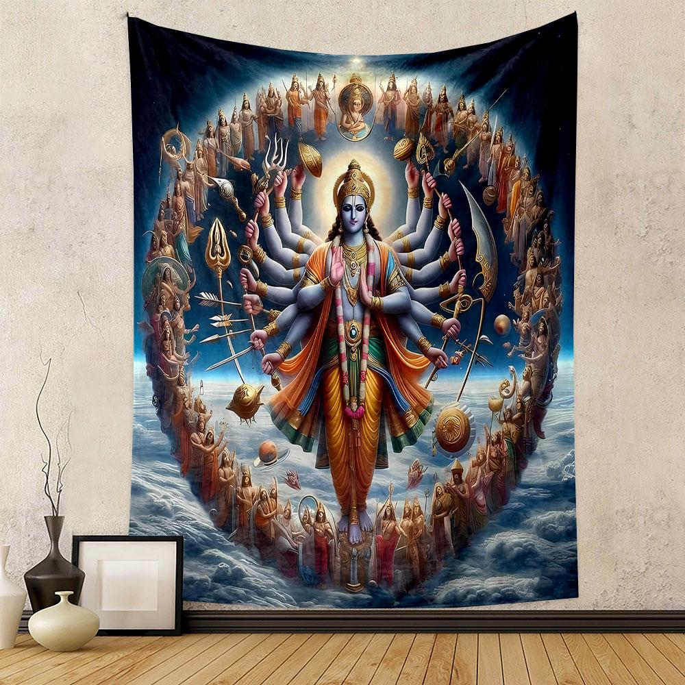 Multihanded Divine Cosmic Illustration Patterned tapestry home decor, suitable for bedroom and living room, gift