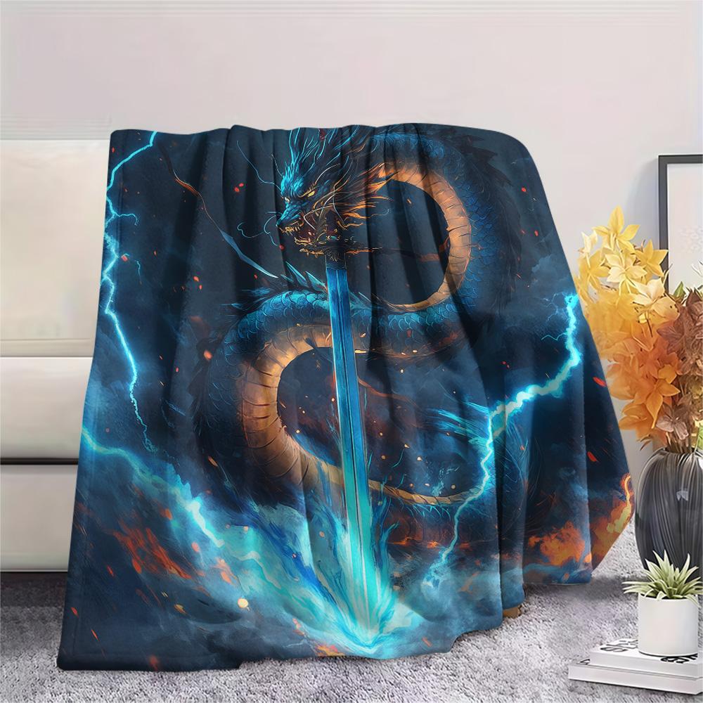 Dragons  Print Flannel Blanket, High quality Comfortable for All Seasons, Home Decor, Warmth and Comfort