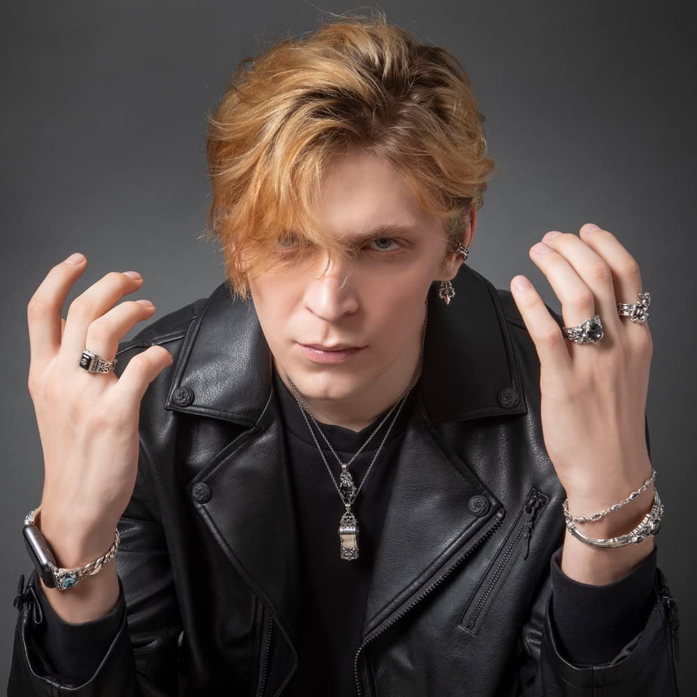 Artemis Classic Black Knight Silver Ring Silver Brand Silver Ring with Mystic Quartz Crystal (ACR0296) - Men's Accessories, Jewelry,