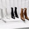 Fashion High Heeled Pointed Toe Booties Retro Spring and Autumn New Skinny Heel Paneled Rear Zipper Skinny Booties