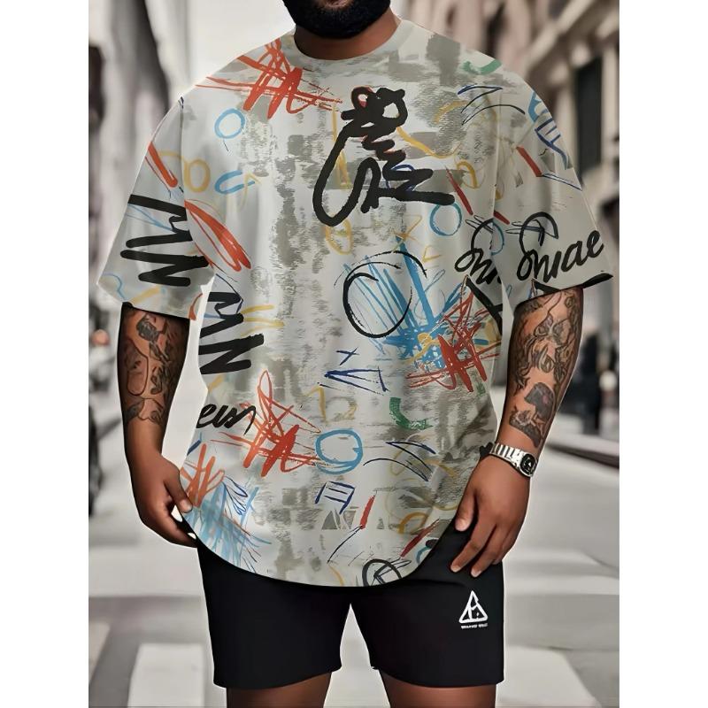 Men s fashion trend hip-hop short-sleeved printed T-shirt S