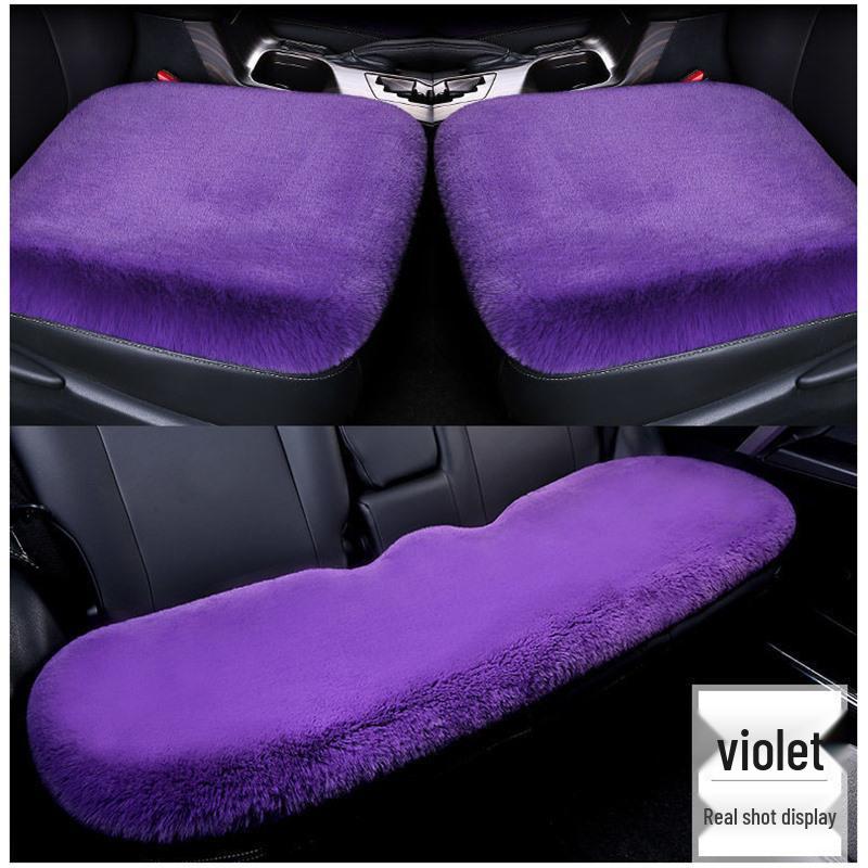 Winter Rabbit Plush Car Seat Cushion Set - 3-Piece No-Back Design for Single Seats