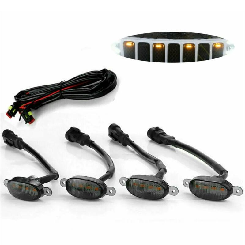 Universal Automotive Front Grill Lights Yellow Amber Lens Design Energy Efficient 12V Daytime Running Grill Light