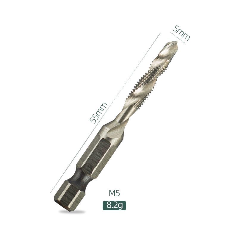 Yunbei Titanium-Plated High-Speed Steel Spiral Tap Drill with Hexagonal Shank