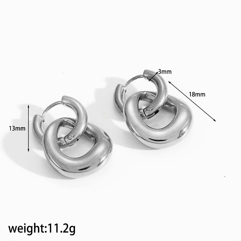 Fashion Design Stainless Steel Smooth Irregular Hollow Pendant Circular Earring Women Trendy Charm Jewelry Gifts