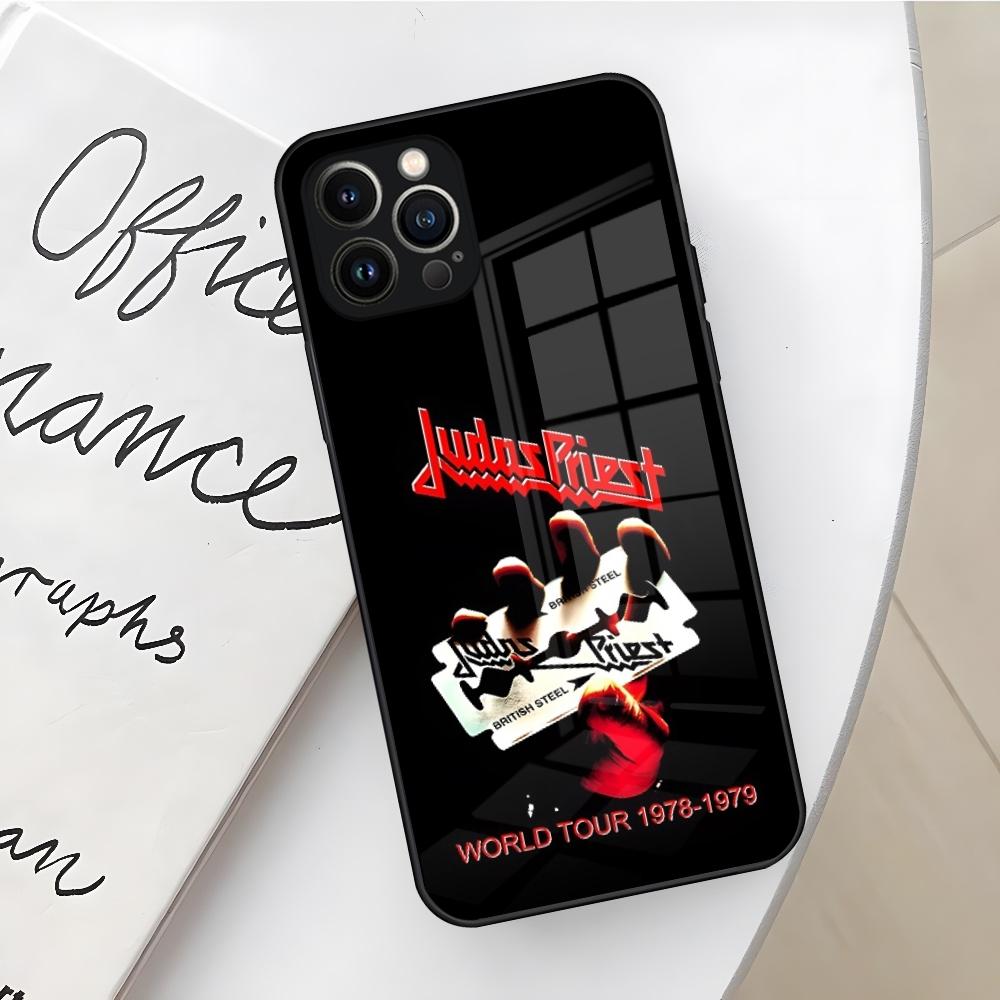 Rock Band J-Judas Priest Handyhülle für iPhone 16 15 14 12 11 13 Pro Max Mini X Xr Xs Se 8 Puls Glas Hülle