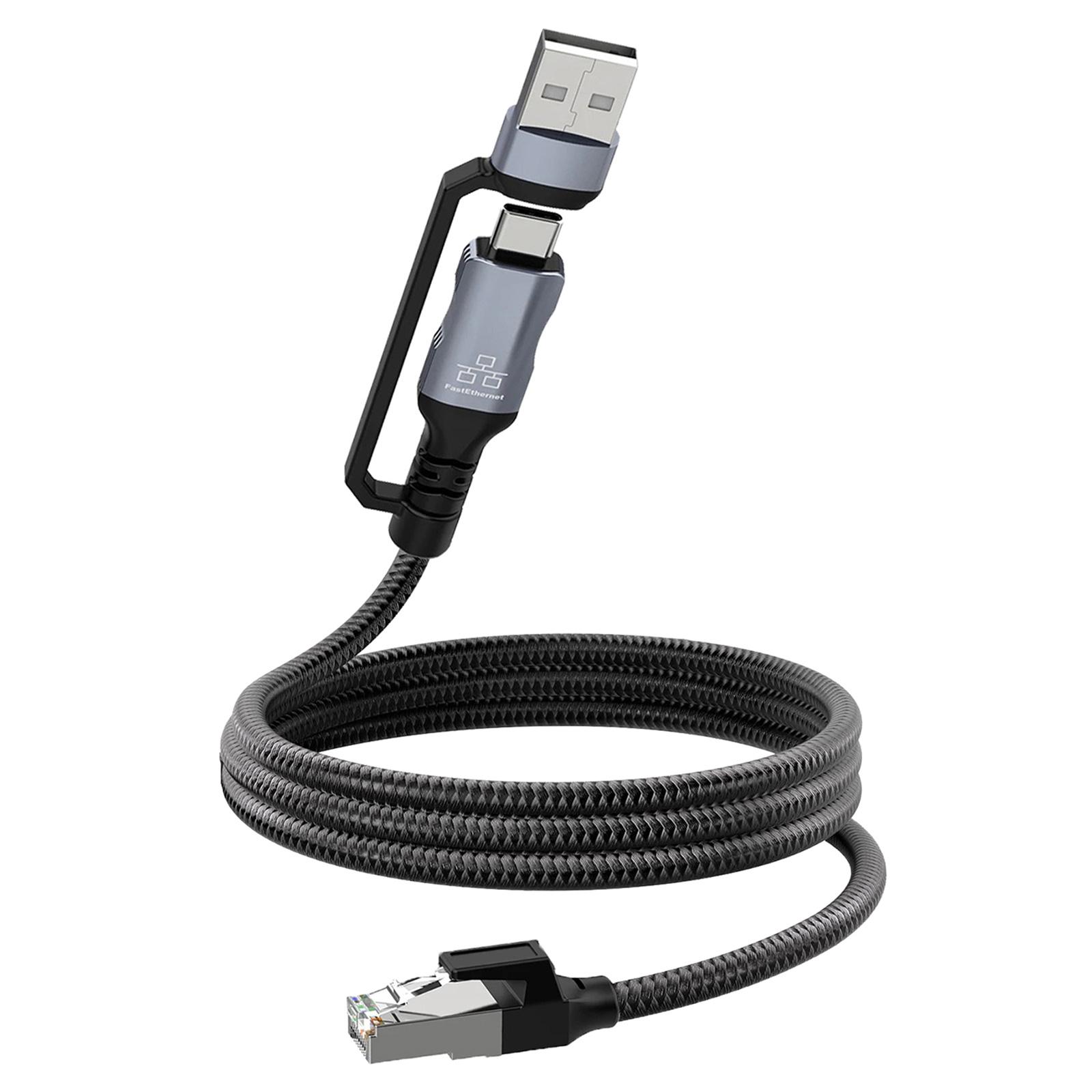 

Кабель USB Type-C на Ethernet 1,8 м, напрямую подключаемый, USB Type-C на RJ45, совместимый с ноутбуком, ПК, Switch, роутером и другими устройствами
