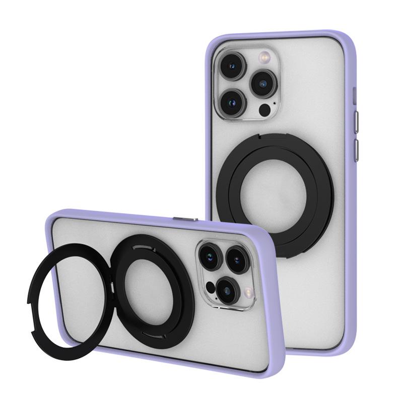 Suitable for Apple Phone Cases, Magnetic Magsafe Stand, One-piece Detachable Keys, Rotating Desktop Pivot Point Case