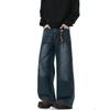 JYL Mens Jeans Black Gradient High Street Loose Straight Casual Long Denim Pants
