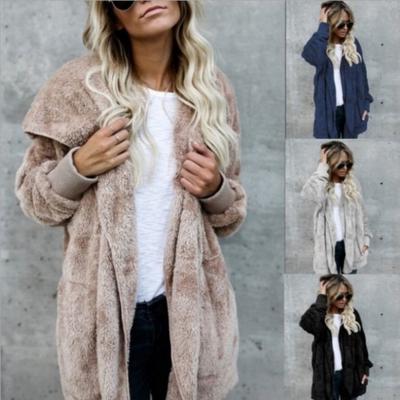 Ein mittellanger, beidseitiger Kunstpelzmantel für Damen, warme Wolljacke für Herbst und Winter