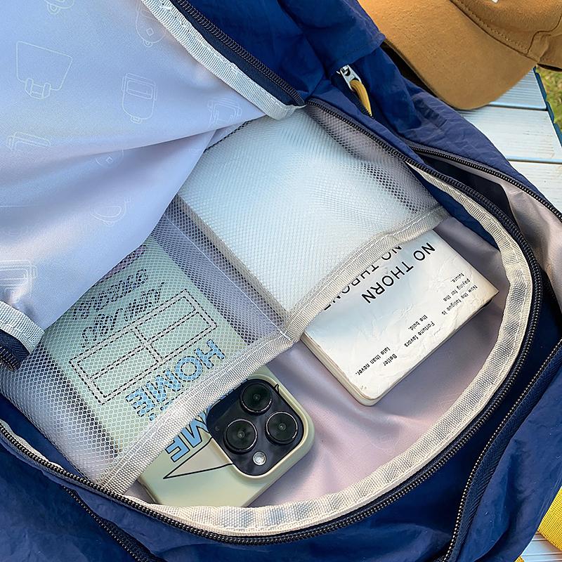 Color Block Schoolbag Women's Backpack Large Capacity Student Travel Backpack