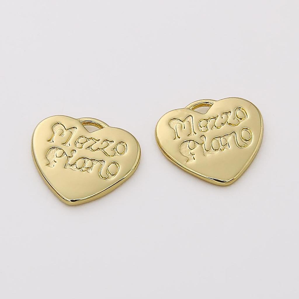 1pc Brass Embossed Heart Charms Lovely Pendnat for Earring Necklace Bracelet Jewelry Making