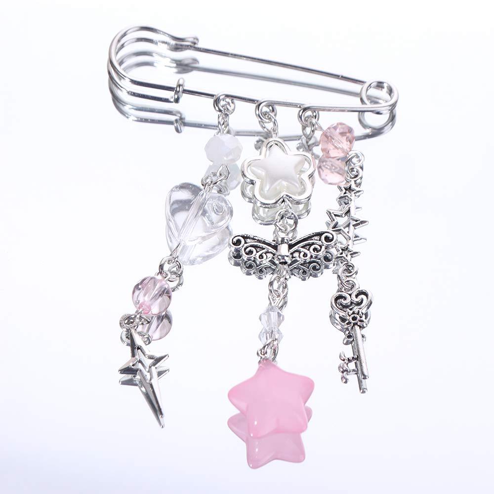 Bag Charm Sweet Brooch Clip Y2k Gothic Beaded Brooch Aesthetic Beaded Bag Pins  Bag Accessories