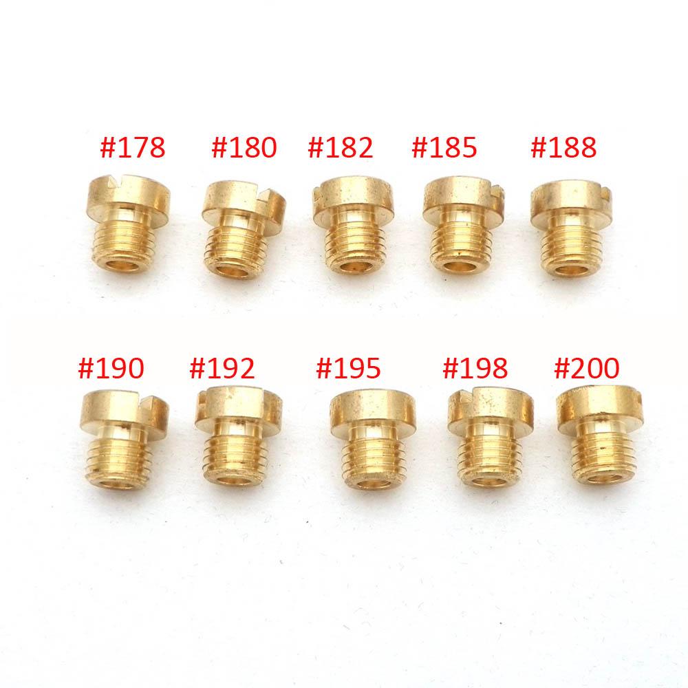 Pack of 10pcs 6mm 5mm Thread Motorcycle Main Jet M6 M5 Kit for DellOrto BGM Motoforce Carburetor Injector Nozzle Size 50-200