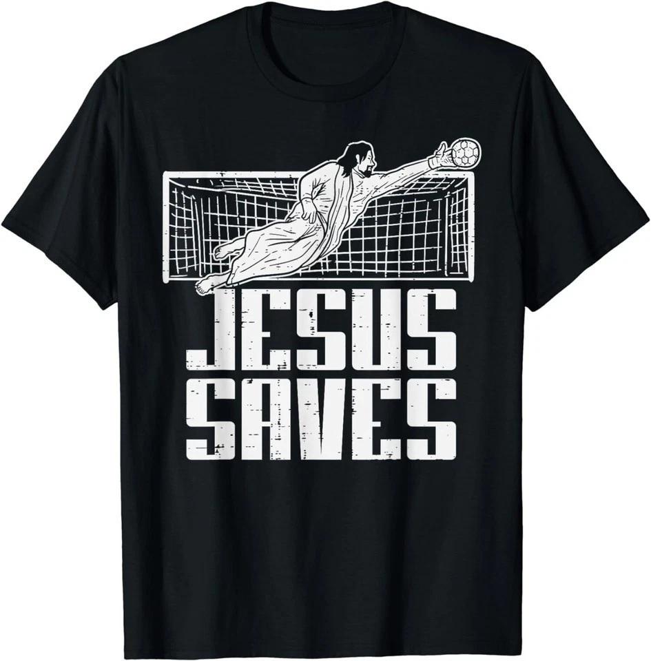 Jesus Saves Soccer Football Christian Goalie Goalkeeper T-Shirt S