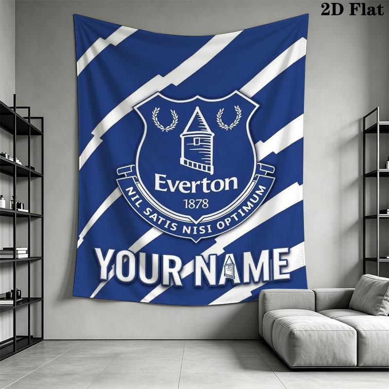 Custom Name Everton FC Wall Tapestry Aesthetic Wall Hanging Printed Fabric Blanket Decorative Tapestries for Bedroom Living Room Home Decor