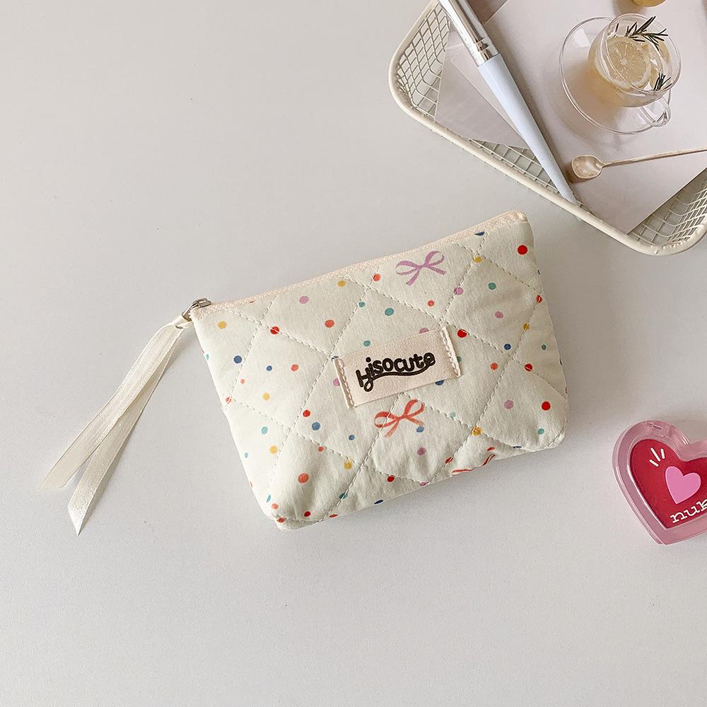 

Girl Rainbow Dot Sanitary Pad Pouch Bow Ribbon Sanitary Pads Organizer Small Cosmetic Bag Woman Makeup Bag Coin Purse Coin Pouch