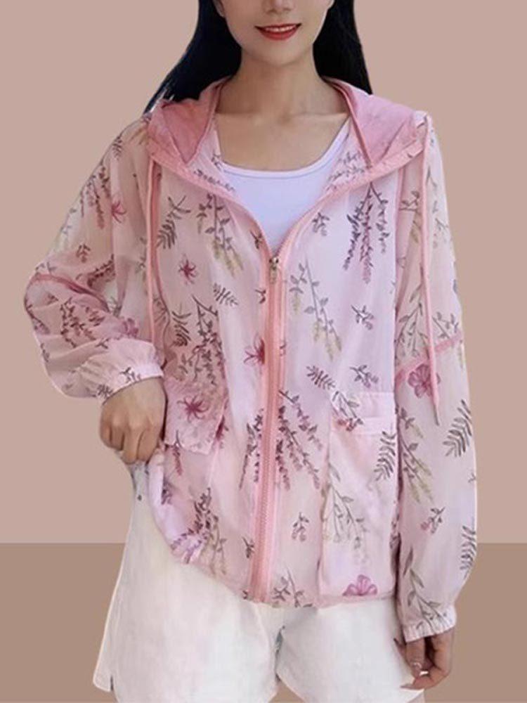 

Жіночий літній трендовий легкий сонцезахисний одяг з принтом 2025 - Дихаючий, повсякденний та універсальний. Large рожевий