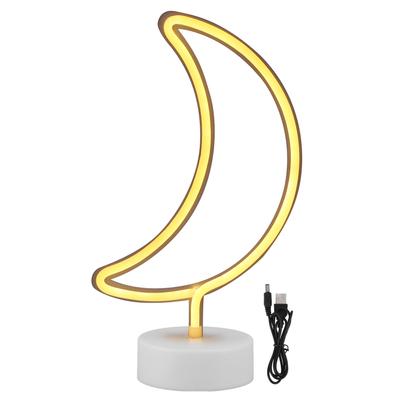 Moon Shape Neon Light Neon Sign with Base for Bedroom Party Birthday Gift USB/Battery Powered