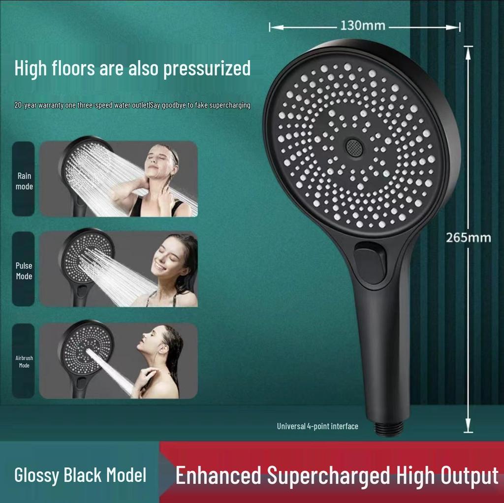 High-Pressure Three-Speed Large Area Shower Head with Enhanced Water Output