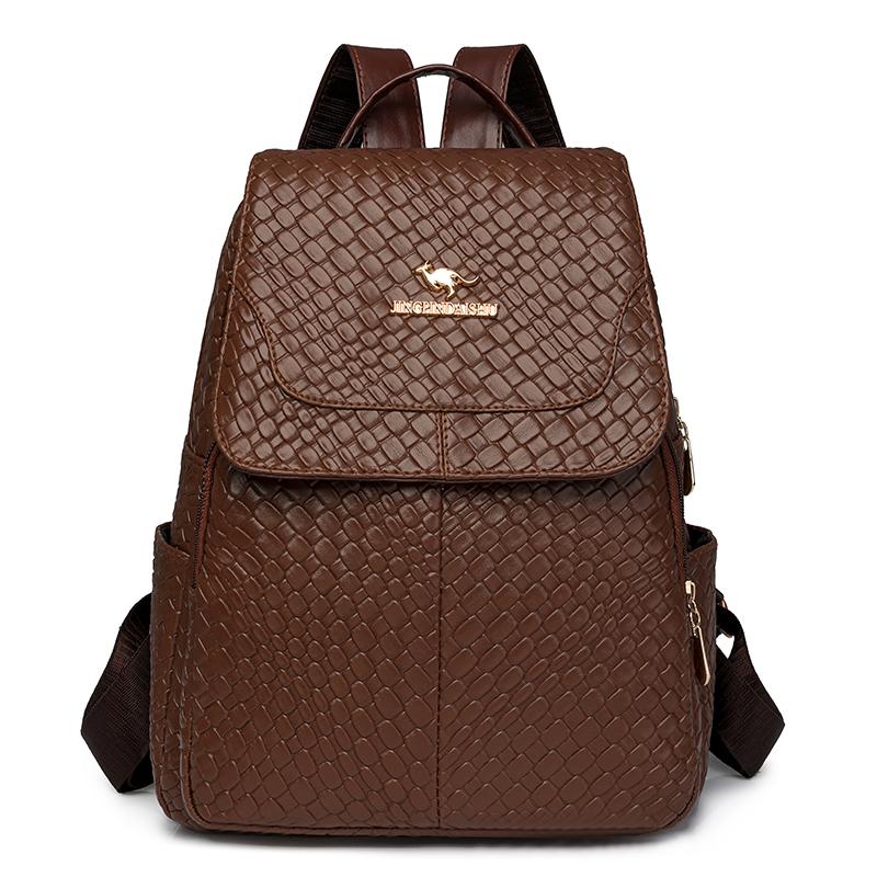 

Fashion Designer Women S Backpack Large Capacity Retro Pu Leather Ladies Shoulder Bags New Simple Purse Leisure Travel Handbags Quality